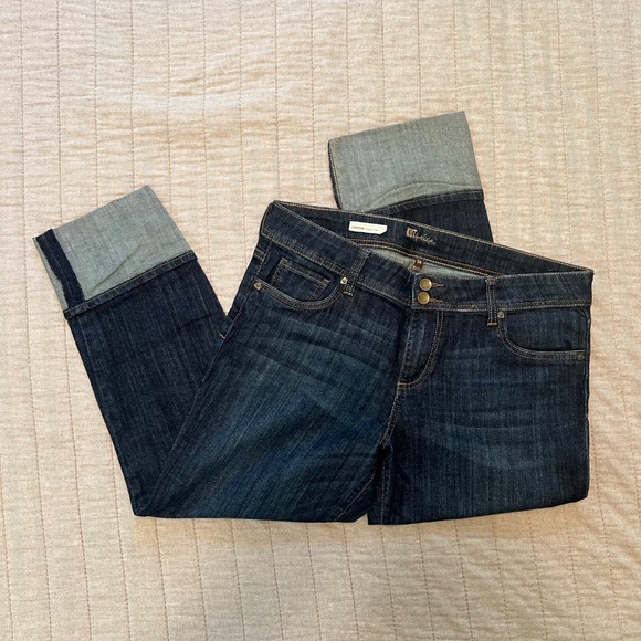 Kut from the Kloth Cameron Cuffed Straight-Leg Ankle Jeans Women's Blue Jeans - Picture 7 of 8